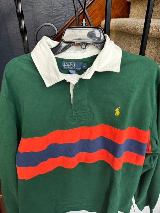 Polo Ralph Lauren Other - NEW Large Polo by Ralph Lauren Green Rugby with Red & Navy Stripes shirt